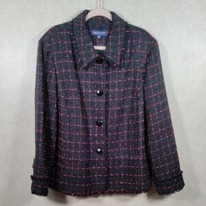 10134 FINAL PRICE Jones New York Signature black & red boucle tweed blazer 22W